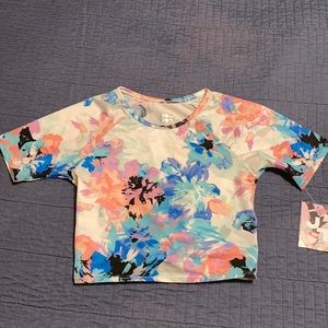 Joy Lab Floral Swim Crop Top Rash Guard